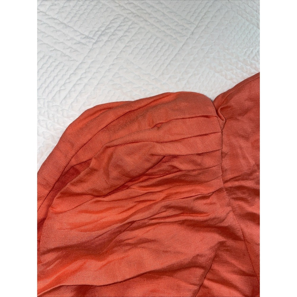 Hunter Bell Wrap Dress Women's Large Coral V Neck Puff Sleeve Linen Blend Luxury - Picture 6 of 10